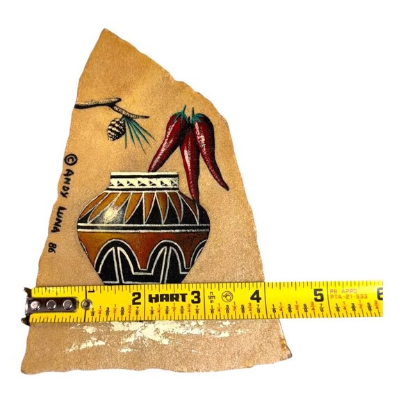 Vintage Navajo Hand-Painted Southwest Sandstone Sand Art By Andy Luna 1988 READ - Picture 4 of 5